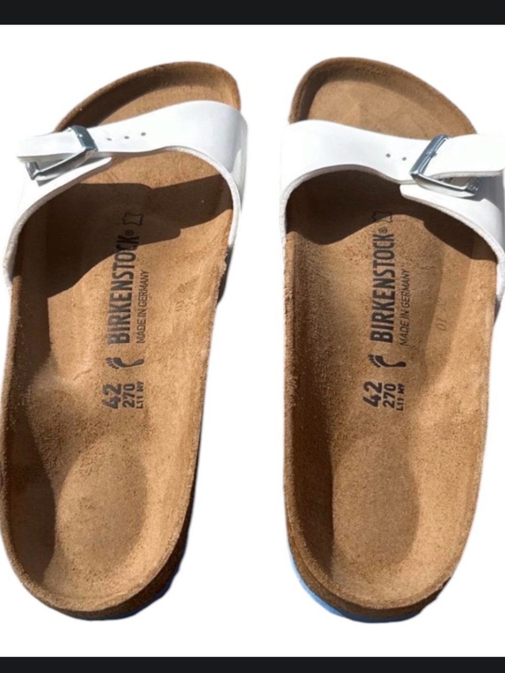 Birkenstock White One Strap Buckle Sandals New With Box Authentic - Picture 2 of 4